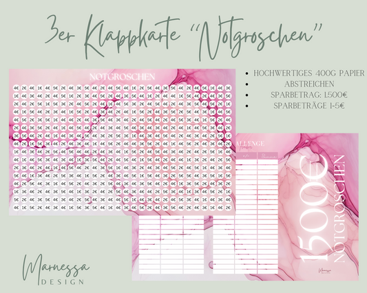 3er Klappkarte Challenge | 1500€ NOTGROSCHEN - PINK MARMOR