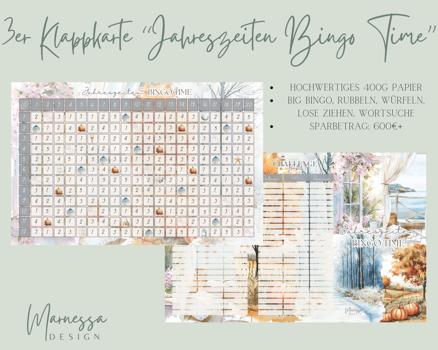 3er Klappkarte Challenge | JAHRESZEITEN BINGO TIME (B-Ware)