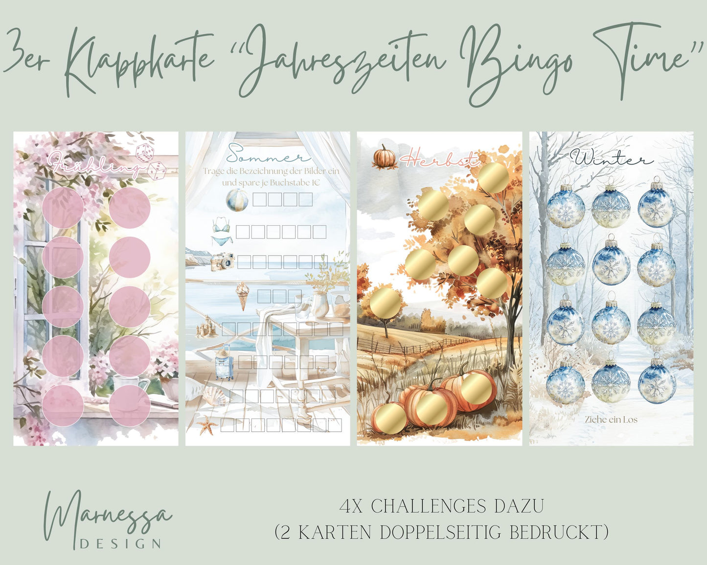 3er Klappkarte Challenge | JAHRESZEITEN BINGO TIME (B-Ware)