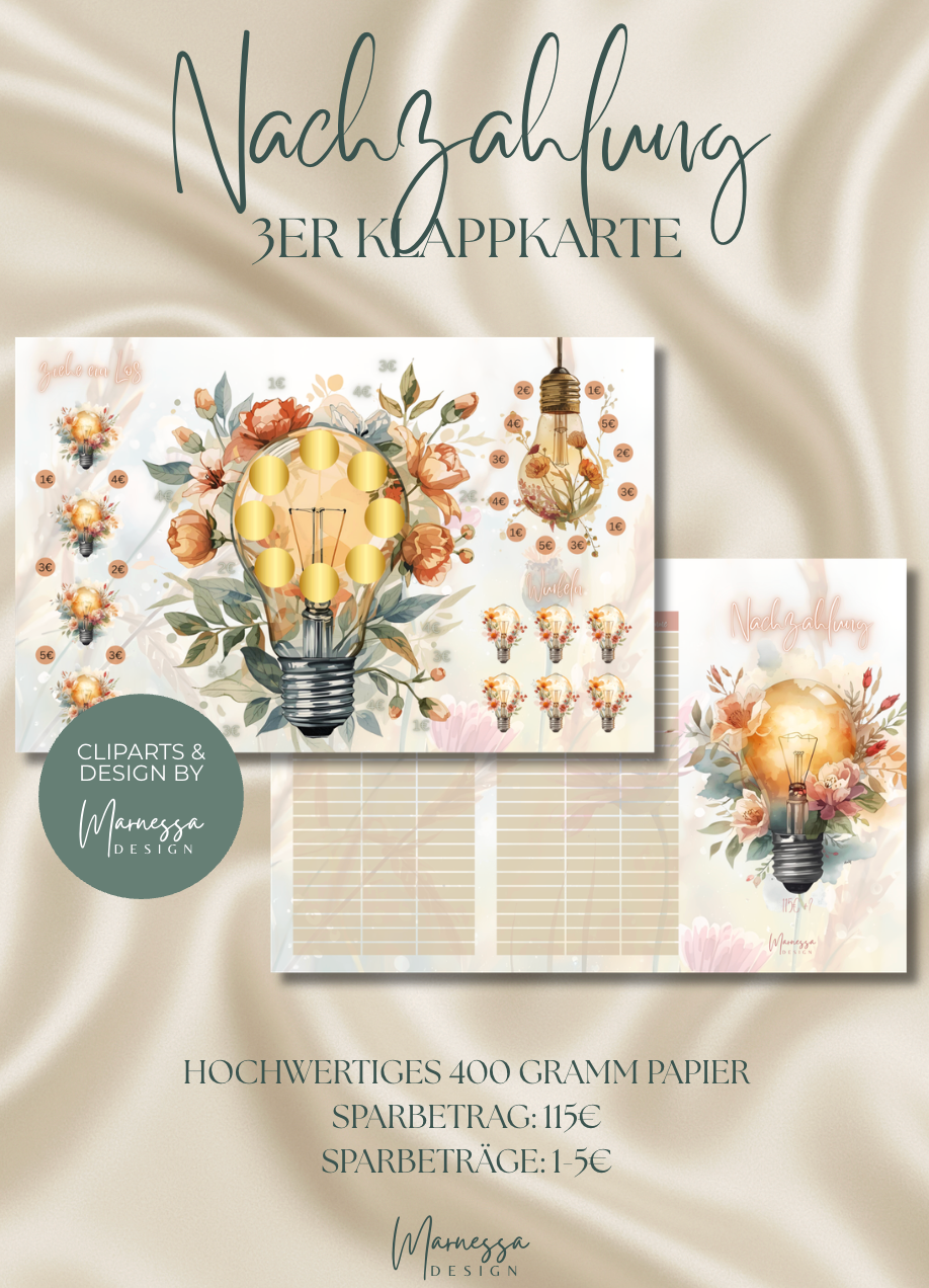 NACHZAHLUNG | 3er Klappkarte | Sparchallenge