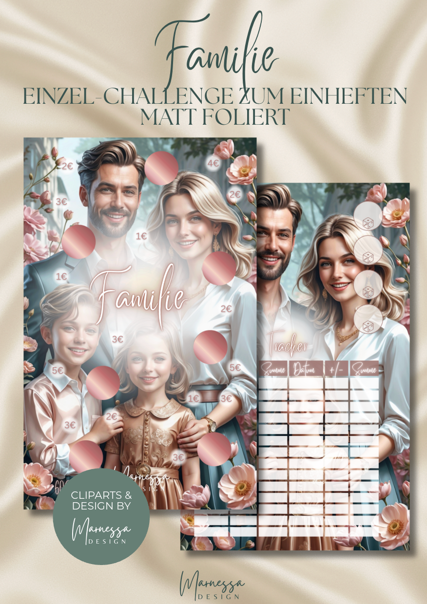 Familie "ROSY GLOW" | Einzel-Challenge zum einheften | matt foliert | A6
