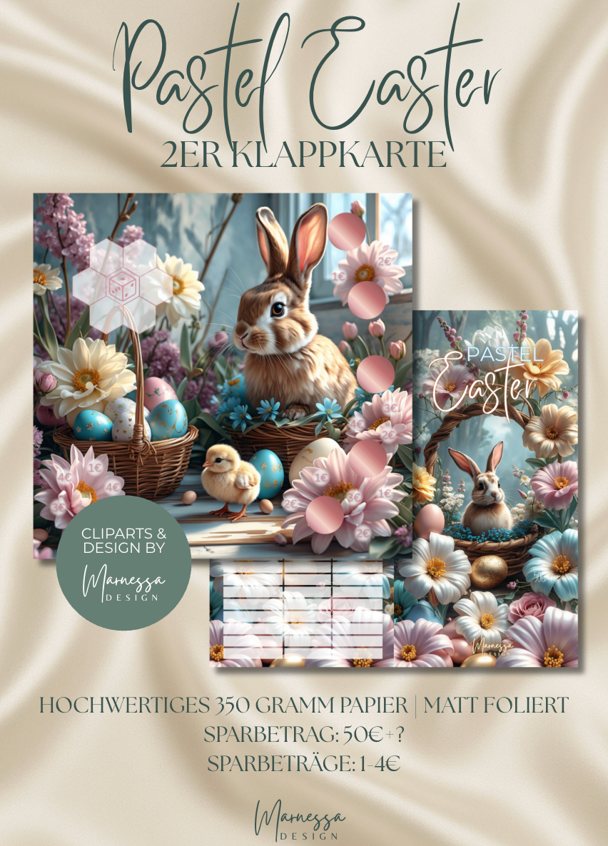 PASTEL EASTER | 2er Klappkarte | Sparchallenge | matt foliert