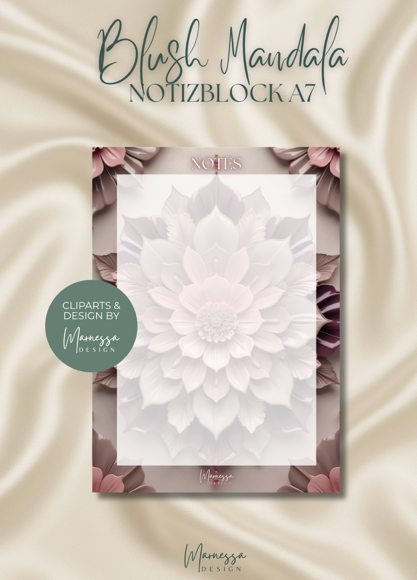 DIN A7 MINI Notizblock | BLUSH MANDALA