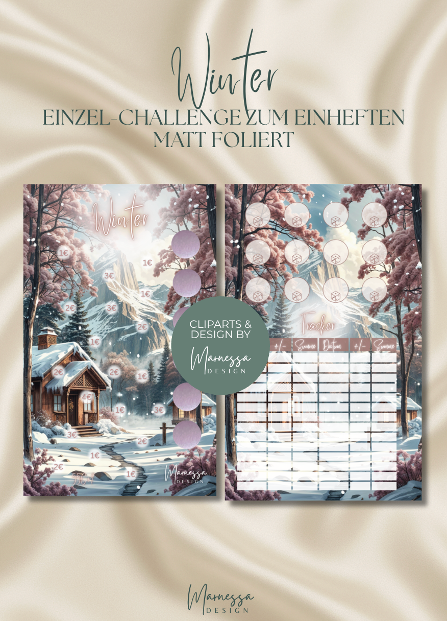 Jahreszeiten "ROSY GLOW" | Einzel-Challenges zum einheften | matt foliert | A6