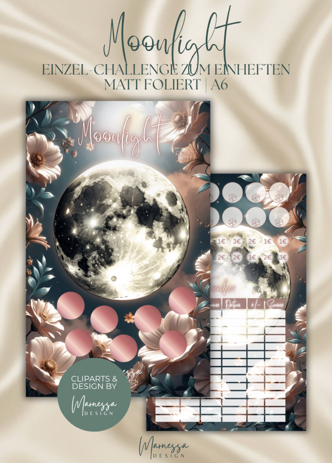 MOONLIGHT "ROSY GLOW" | Einzel-Challenge zum einheften | matt foliert | A6