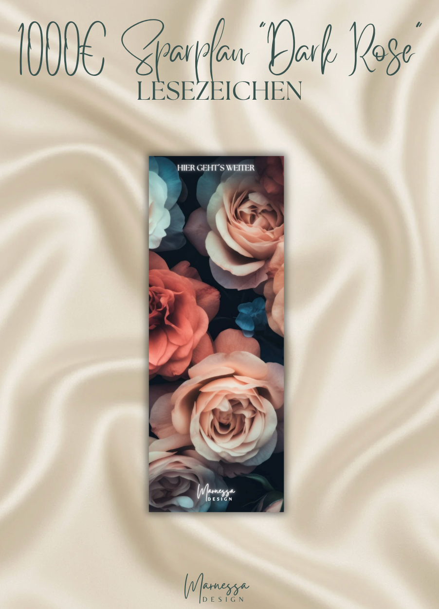 1000 € Mini Sparplan | Einlagen "DARK ROSE" | matt foliert | A7