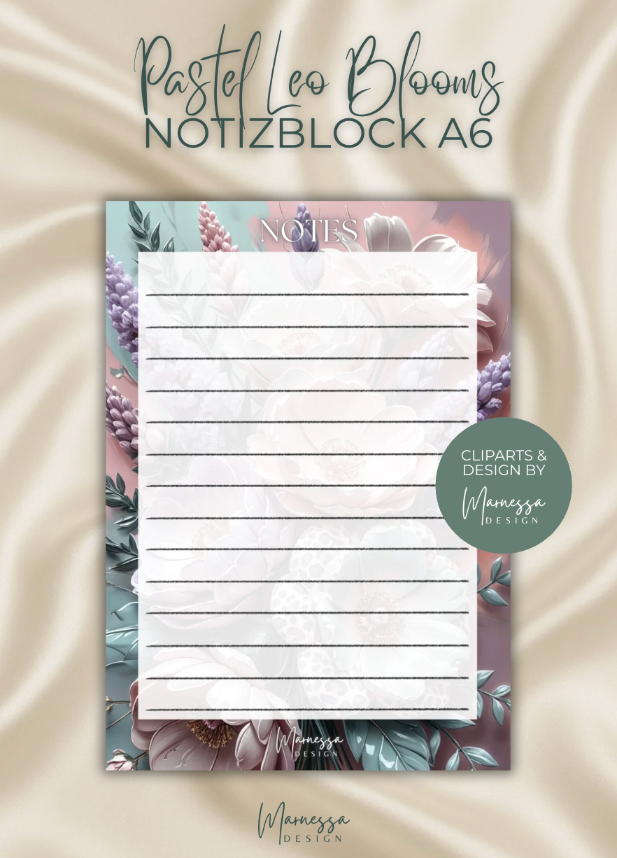 DIN A6 Notizblock | PASTEL LEO BLOOMS