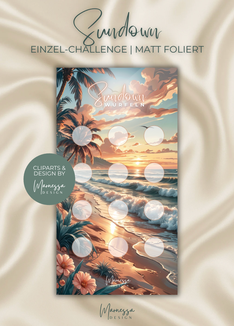 SUNDOWN | Einzel-Challenge | Sparchallenge | matt foliert | A6