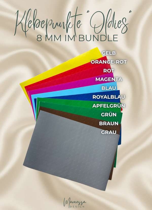 "OLDIES" Klebepunkte Bundle | 8mm | 10 Farben je 280 Klebepunkte