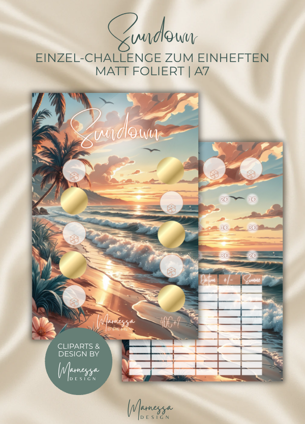 SUNDOWN | Einzel-Challenges zum einheften | matt foliert | A7