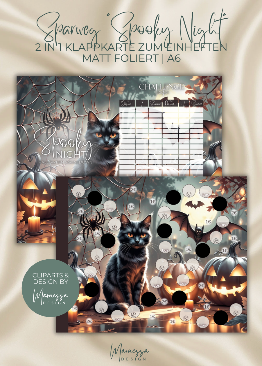 SPOOKY NIGHT Halloween Countdown | Sparweg | 2 in 1 Klappkarte zum einheften | matt foliert | A6