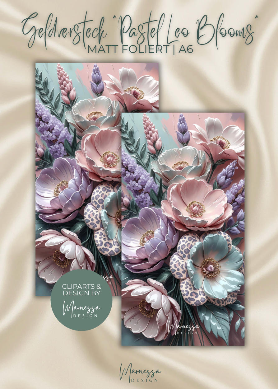 PASTEL LEO BLOOMS | Geldversteck Dashboard | Inlay | matt foliert | A6