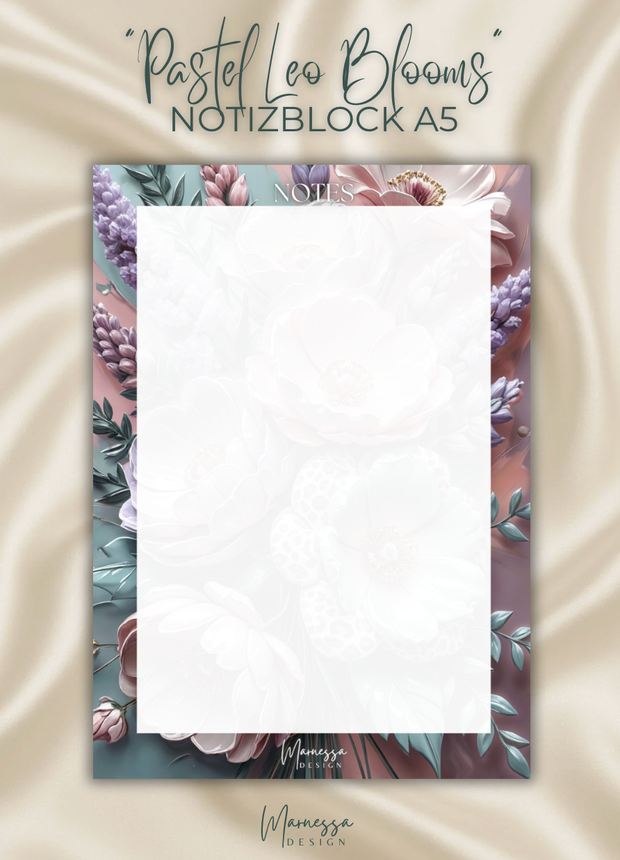 DIN A5 Notizblock | PASTEL LEO BLOOMS