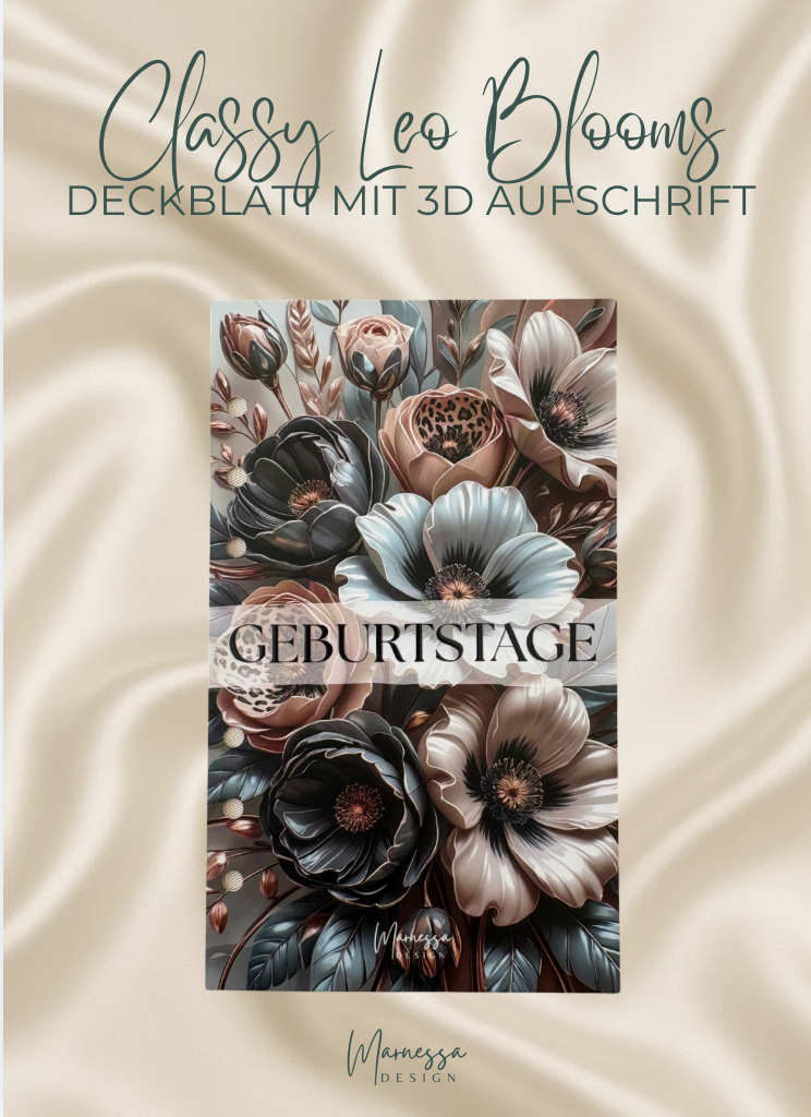 gelochte A6 Deckblätter mit Tracker foliert & 3D Aufschrift oder Blanko | CLASSY LEO BLOOMS