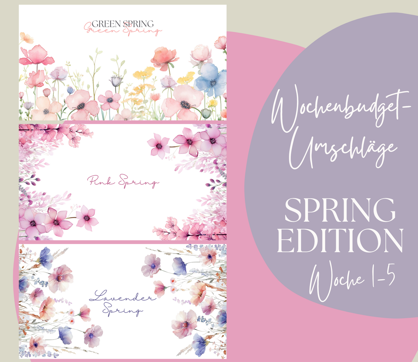 WOCHENBUDGET A6 HANDMADE Umschläge Milky | SPRING EDITION