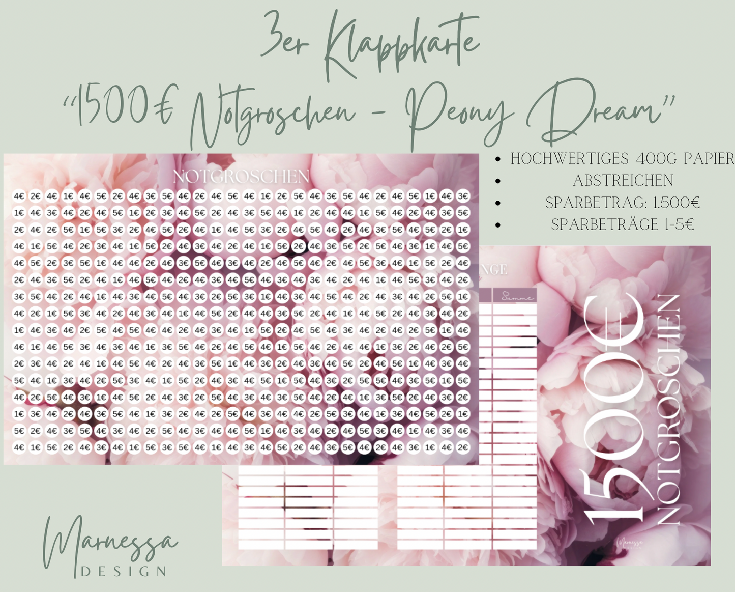 3er Klappkarte Challenge | 1500€ NOTGROSCHEN - PEONY DREAM