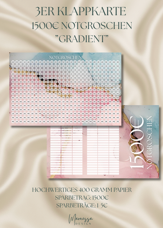 3er Klappkarte | 1500€ NOTGROSCHEN "GRADIENT"