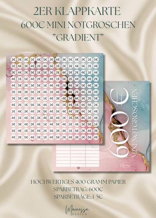 2er Klappkarte Challenge A7 | 600€ MINI NOTGROSCHEN - GRADIENT