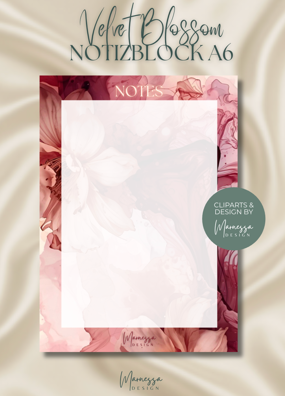 DIN A6 Notizblock | VELVET BLOSSOM