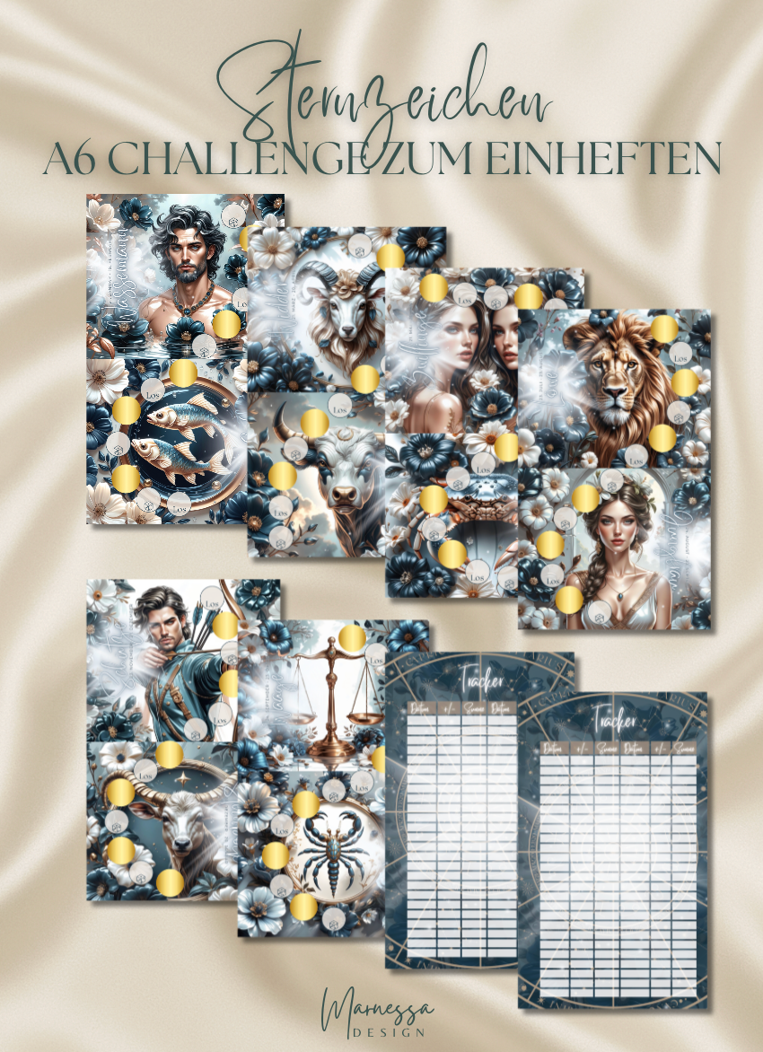 STERNZEICHEN | Sparchallenge zum einheften | Sparweg | matt foliert | A6 | B-WARE