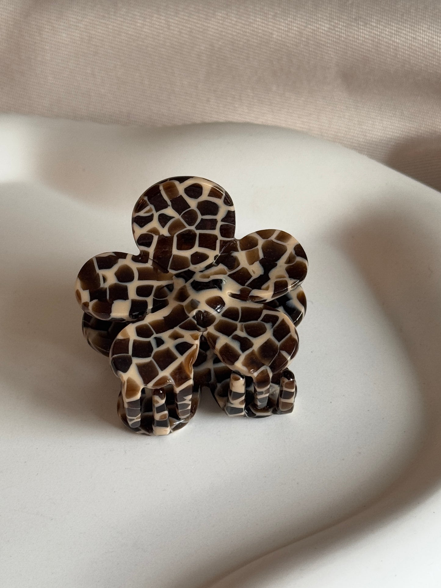 Haarklammer FLOWERFUL MINI aus Acetat | BROWN MOSAIC