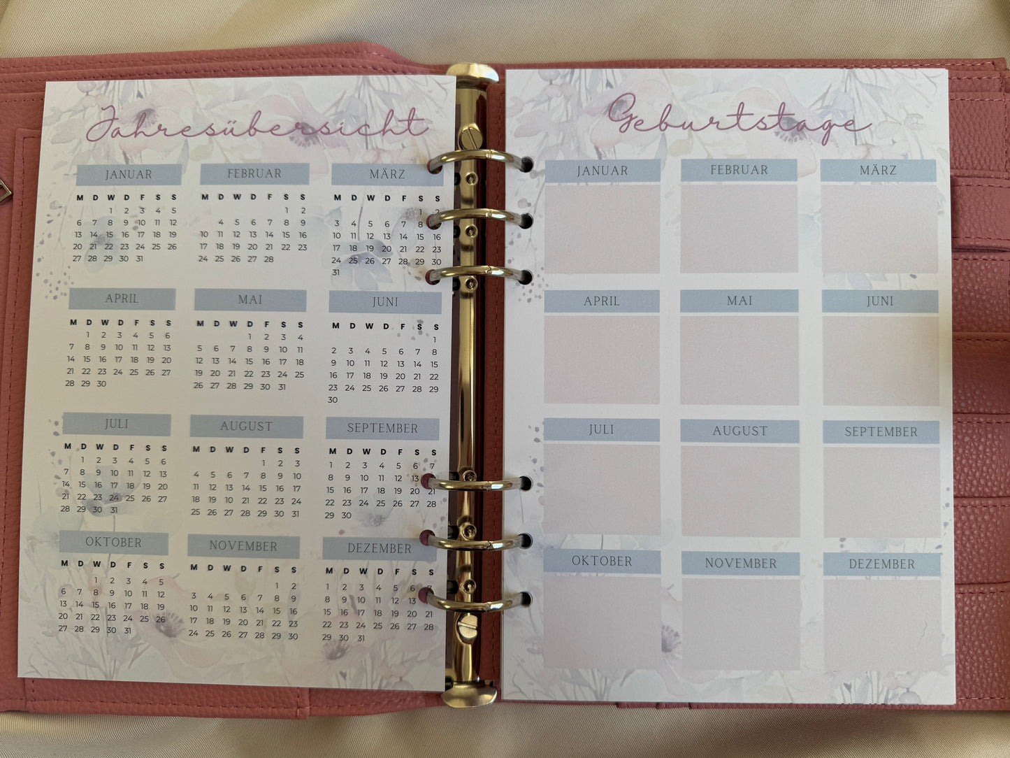 Kalender Einlagen im A5 Format | PASTEL FLOWERS (B-Ware)