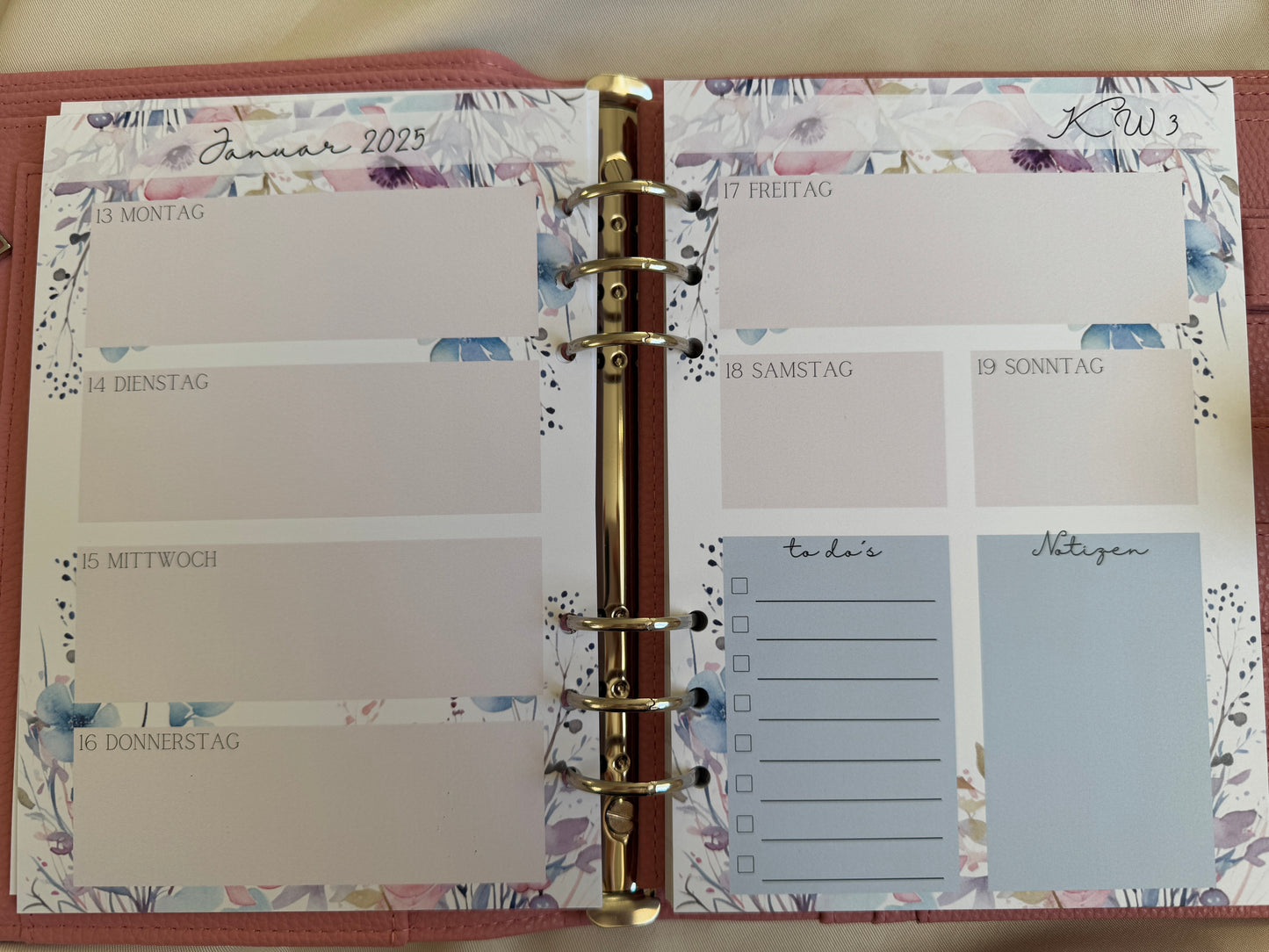 Kalender Einlagen im A5 Format | PASTEL FLOWERS (B-Ware)