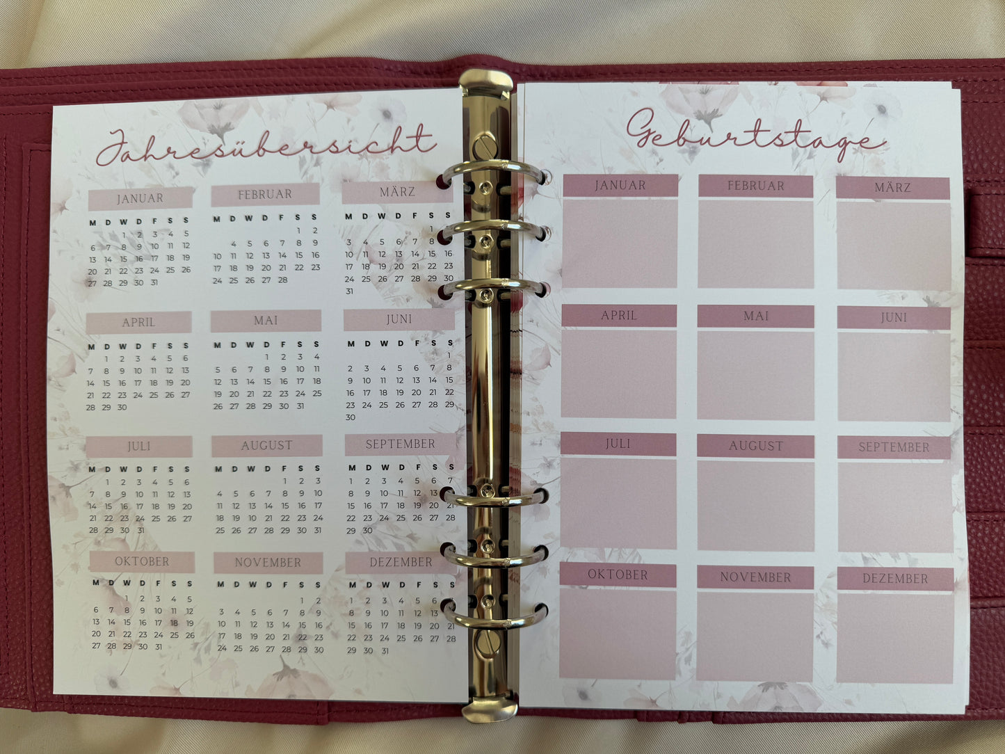 Kalender Einlagen im A5 Format | WILDFLOWER LOVE (B-Ware)