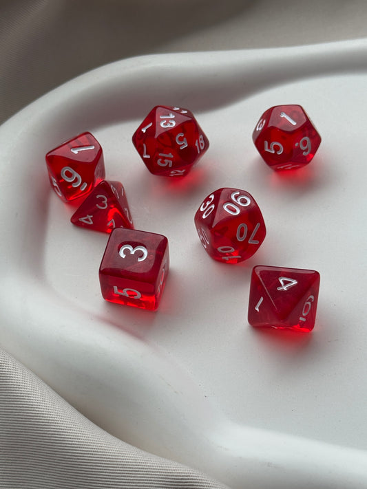 Würfel 7er Set JELLY | RED