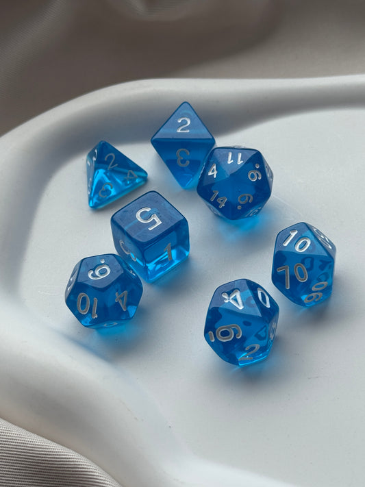Würfel 7er Set JELLY | BLUE