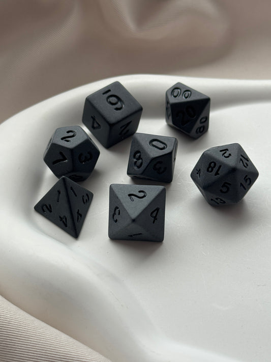 Würfel 7er Set MATT | SCHWARZ