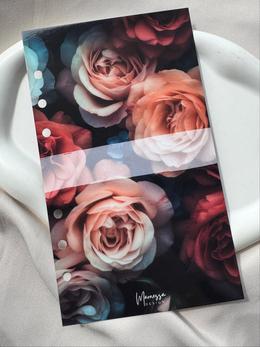 gelochte A6 Trennblätter mit Tracker foliert & blanko | DARK ROSE