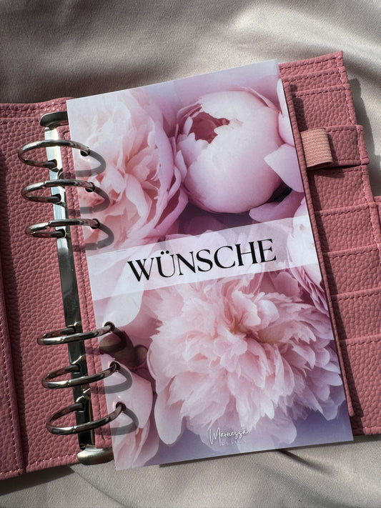 gelochte A6 Trennblätter mit Tracker foliert & 3D Aufschrift | PEONY DREAM