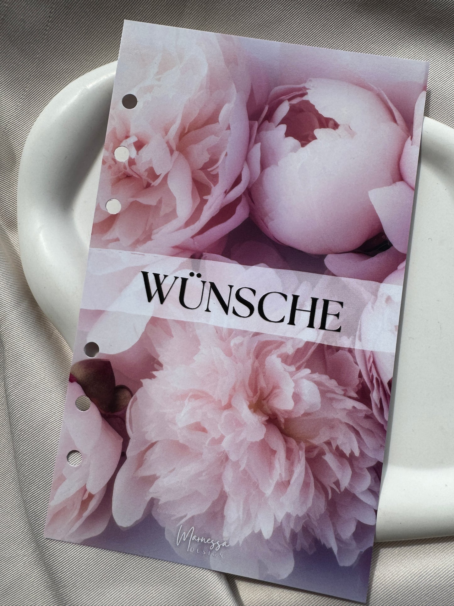 gelochte A6 Trennblätter mit Tracker foliert & 3D Aufschrift | PEONY DREAM
