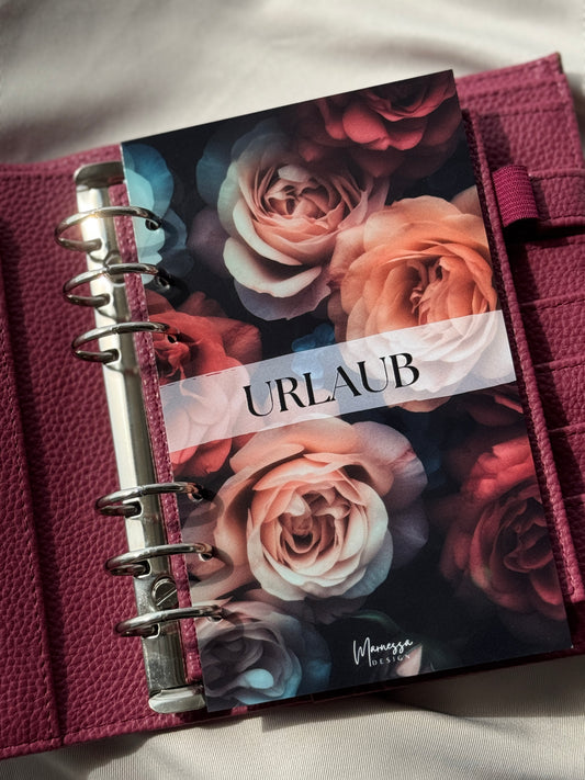 gelochte A6 Trennblätter mit Tracker foliert & 3D Aufschrift | DARK ROSE