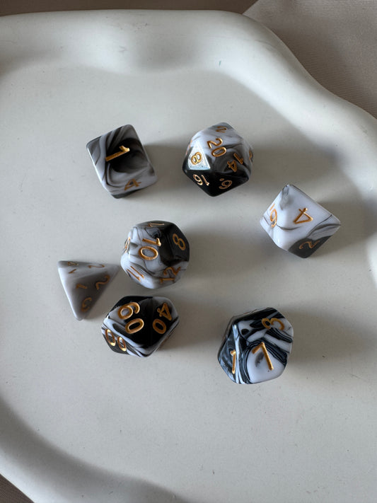 Würfel 7er Set MARMOR | BLACK
