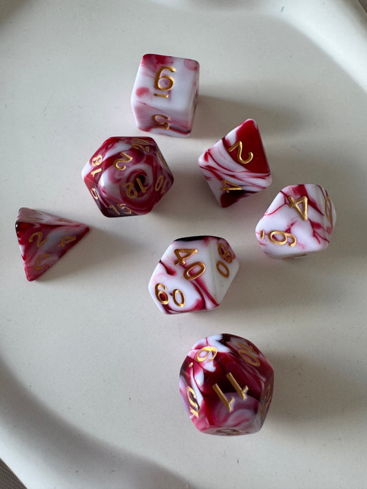 Würfel 7er Set MARMOR | RED PASSION