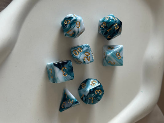 Würfel 7er Set MARMOR | PETROL