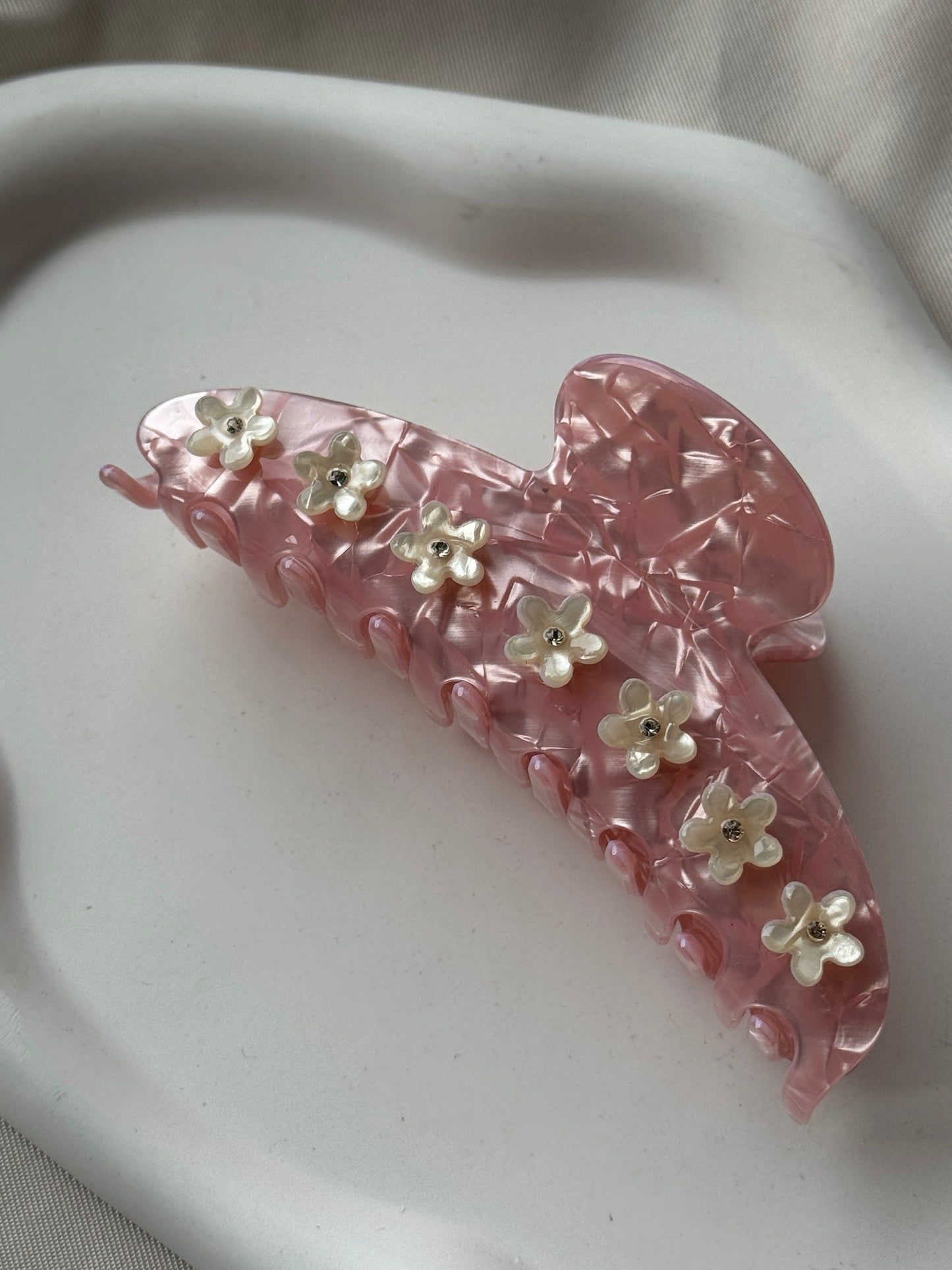 Halbmond Haarklammer aus Acetat 3D FLOWER | ROSE
