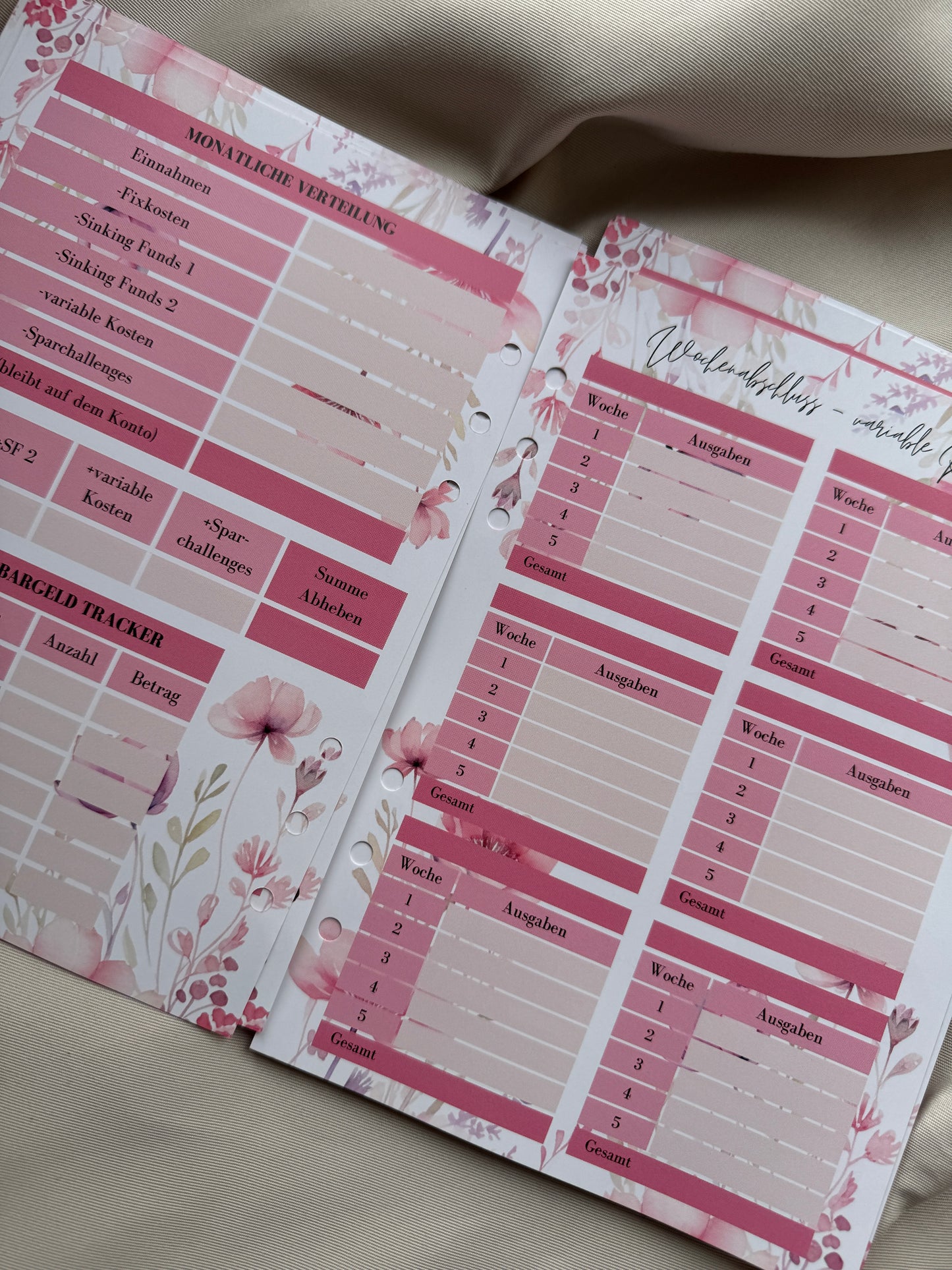 Budget Planer Finanzplaner Einlagen A5 Format | ROSE FLOWERS