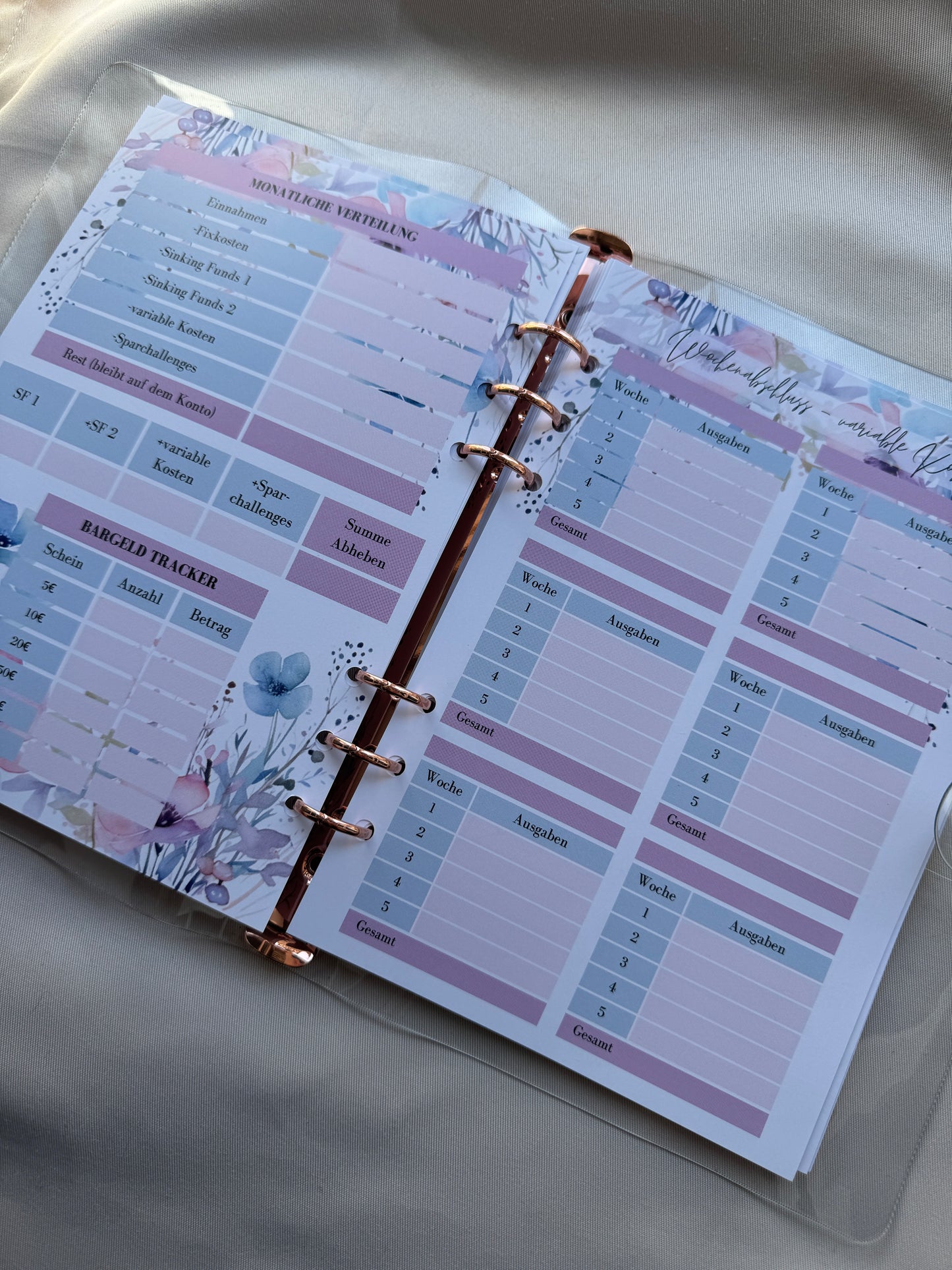 Budget Planer Finanzplaner Einlagen A5 Format | PASTEL FLOWERS