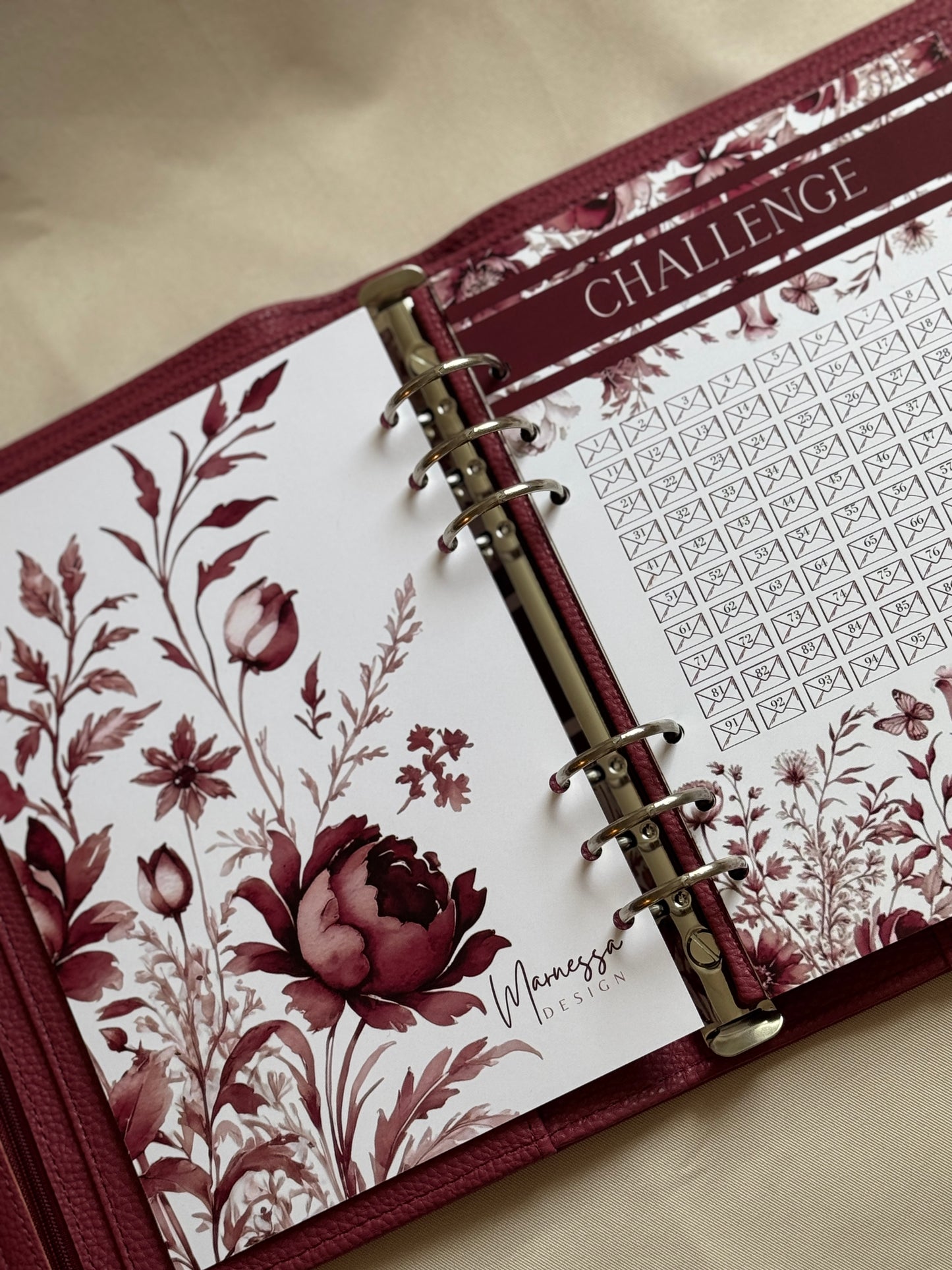 100 Envelopes Challenge inkl. Vinyl Binder & Hüllen | WILDBERRY FLOWERS (B-Ware)