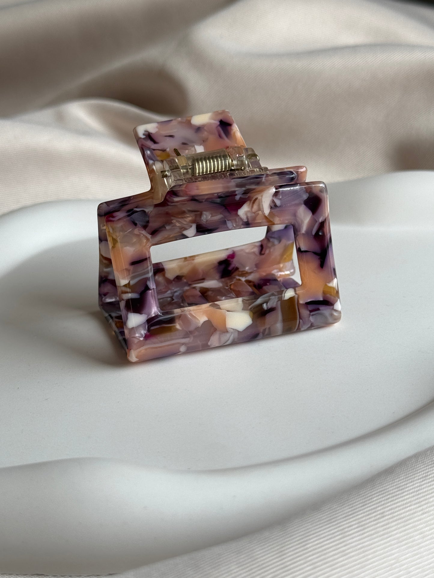 Haarklammer SQUARE M aus Acetat | BEIGE LAVENDER