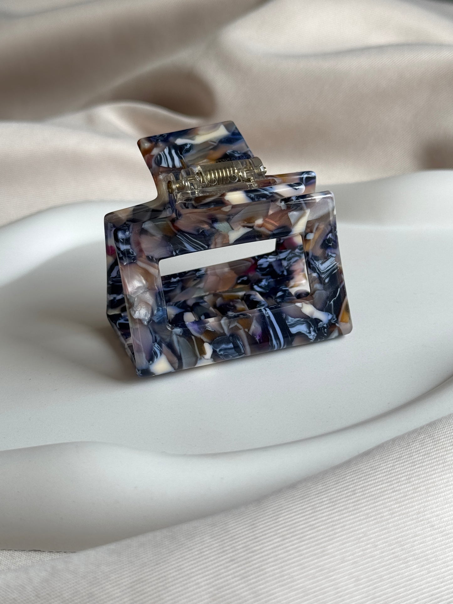 Haarklammer SQUARE M aus Acetat | DARK BLUE