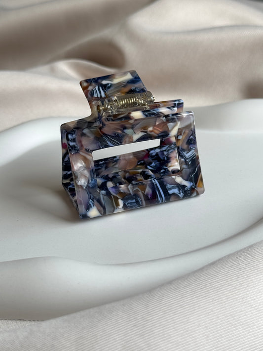 Haarklammer SQUARE M aus Acetat | DARK BLUE