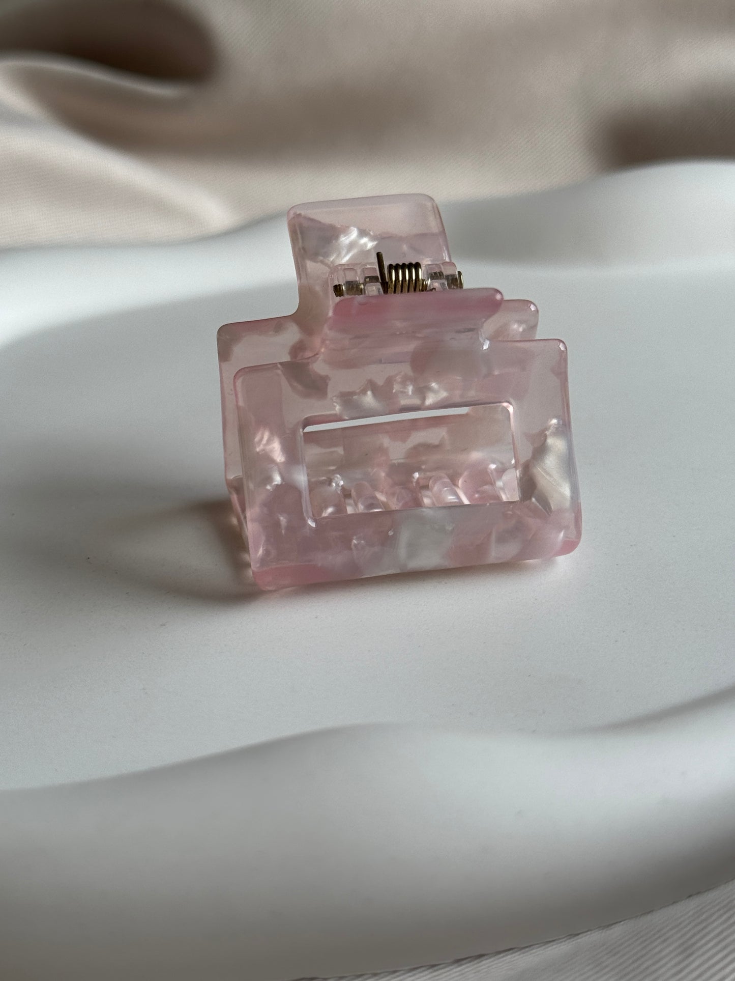 Haarklammer MINI SQUARE S aus Acetat | LIGHT ROSE
