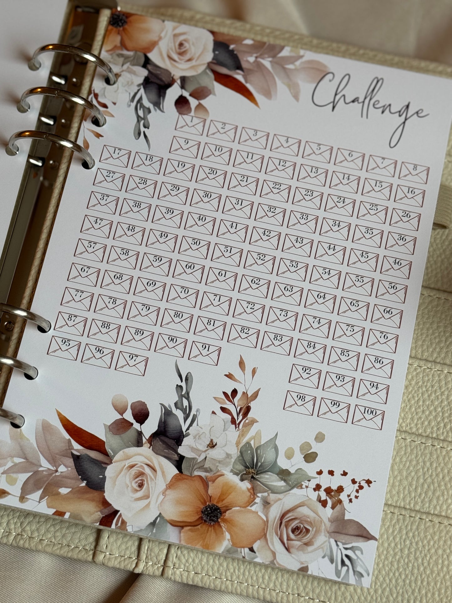 100 Envelopes Challenge inkl. Vinyl Binder & Hüllen | FLOWERS