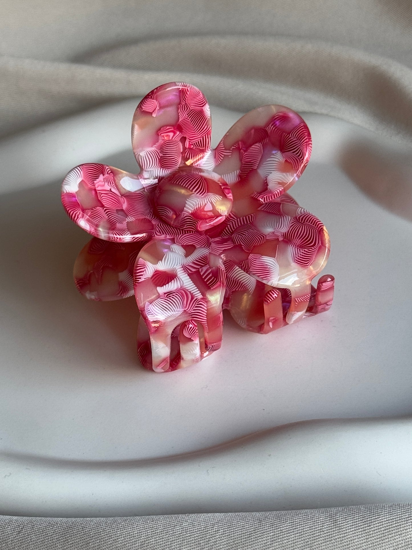 Haarklammer FLOWERFUL aus Acetat | PINK CORAL