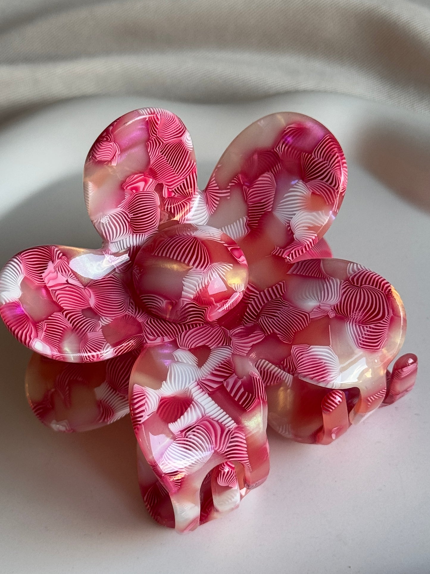 Haarklammer FLOWERFUL aus Acetat | PINK CORAL