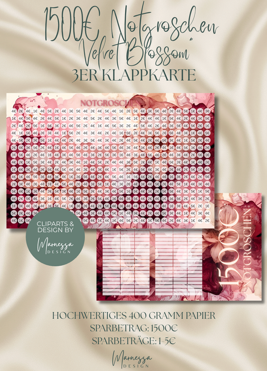 1500€ NOTGROSCHEN "VELVET BLOSSOM" | 3er Klappkarte | Sparchallenge (Kopie)